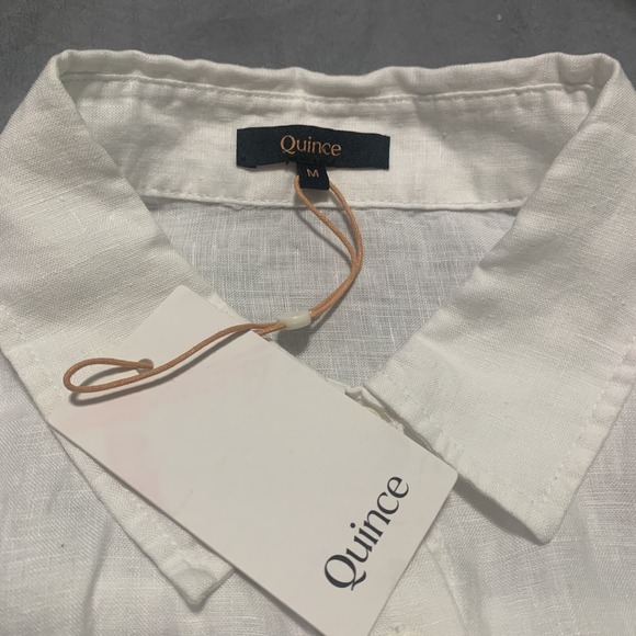 Quince Womens Short Sleeve Button Up Linen Shirt Blouse Size Medium NWT - Picture 3 of 4